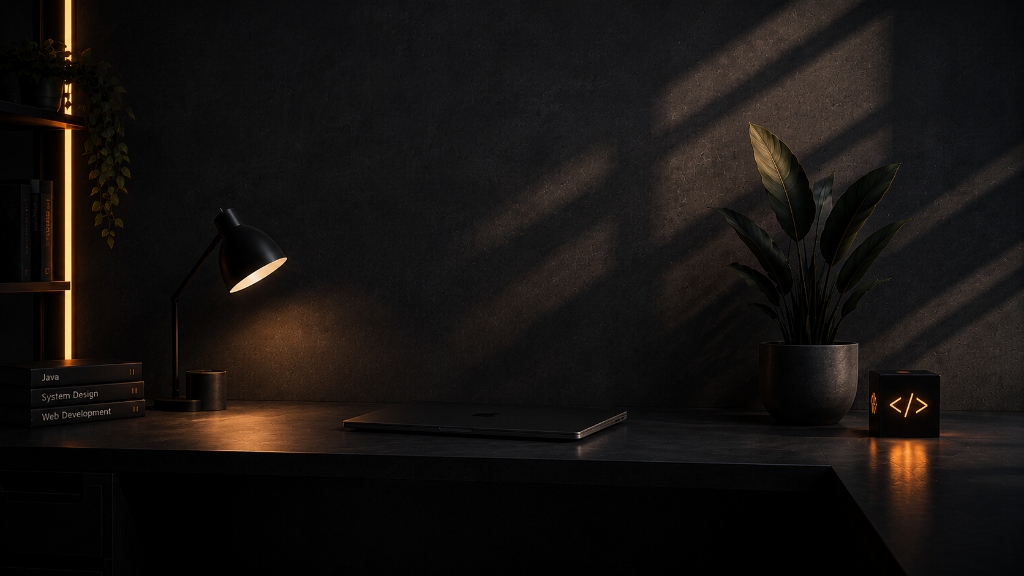 Developer Workspace Dark Desk Artwork